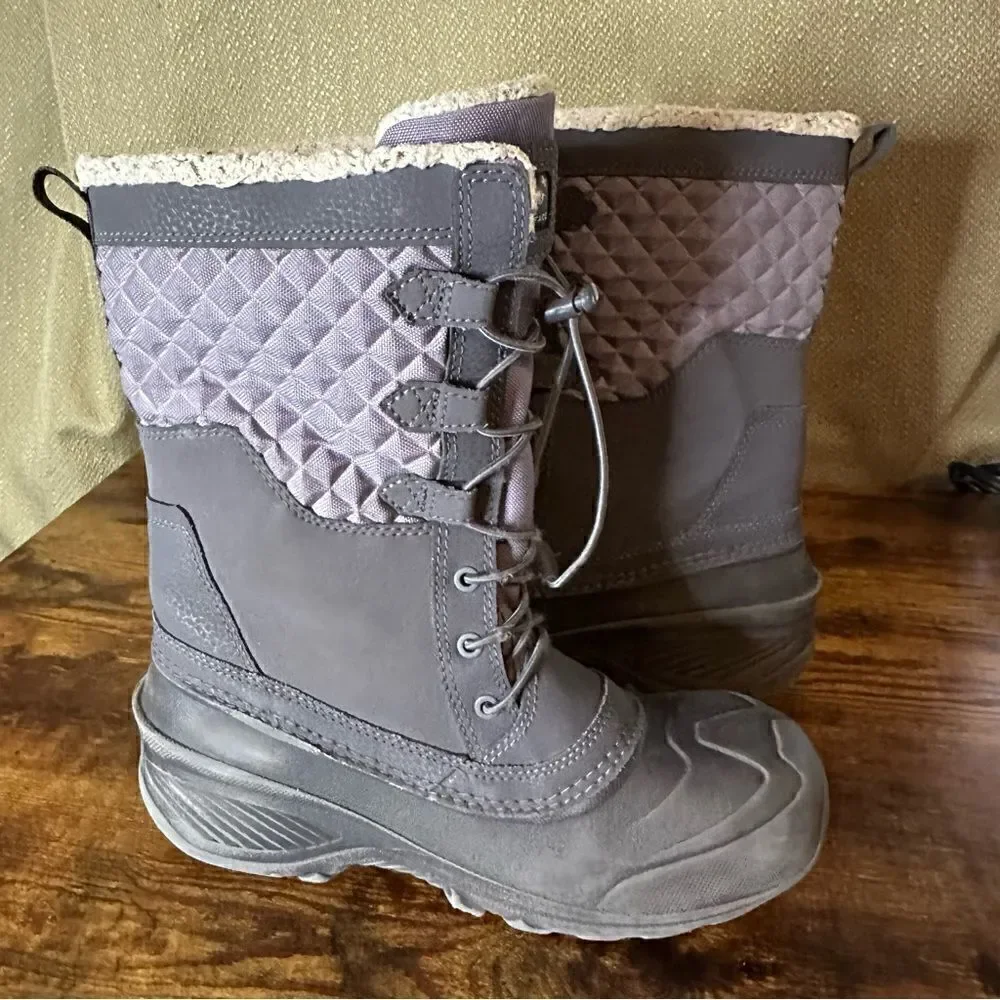 The North Face Womens Never Stop Exploring Winter Snow Boots Gray Purple Size 5